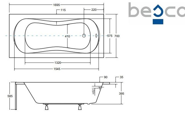 Ванна акрилова Besco Aria 170x70 #WAA-160-PA