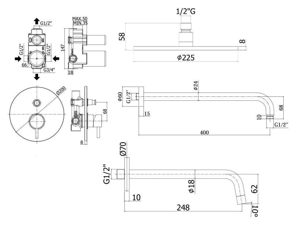 Душевая система скрытого монтажа Paffoni Shower хром KITLIG015CR225/248