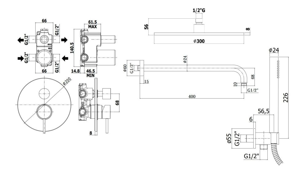 Душова система прихованого монтажу Paffoni Shower хром KITLIG018CR300