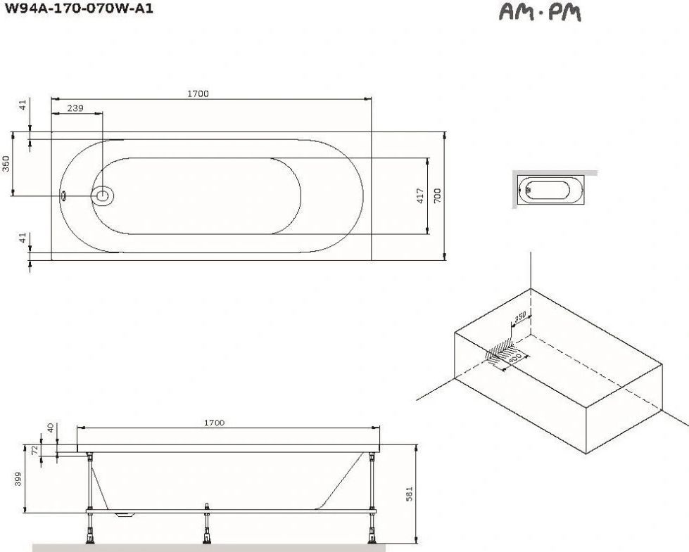 Ванна акрилова Am.Pm X-Joy 170x70 W94A-170-070W-A1