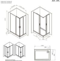 Душовий кут Am.Pm Gem Square Slide 120х80 (Профіль - чорний, скло - прозоре) W90UG-403-120280-BT