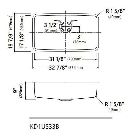 Кухонна мийка Kraus Dex з нержавіючої сталі KD1US33B