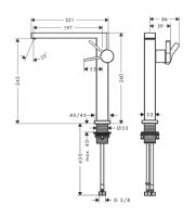 Змішувач для умивальника Hansgrohe Tecturis E 240 CoolStart сатин 73073800 з донним клапаном Push-Open