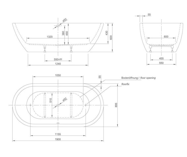 Ванна окрема стояча Knief Form 190x90 біла глянсова 0100-087