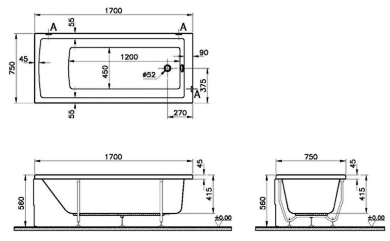Ванна акриловая VitrA Neon 170x75 88-52280001000