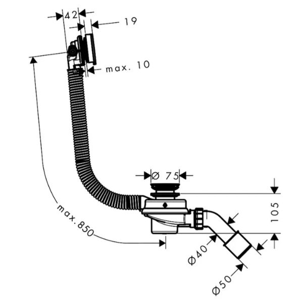 Сифон для ванни Hansgrohe Flexaplus II хром 58154000