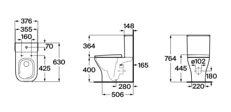 Унітаз підлоговий Roca Airos Rimless/Vortex A34DC10000 із бачком та сидінням Soft Close