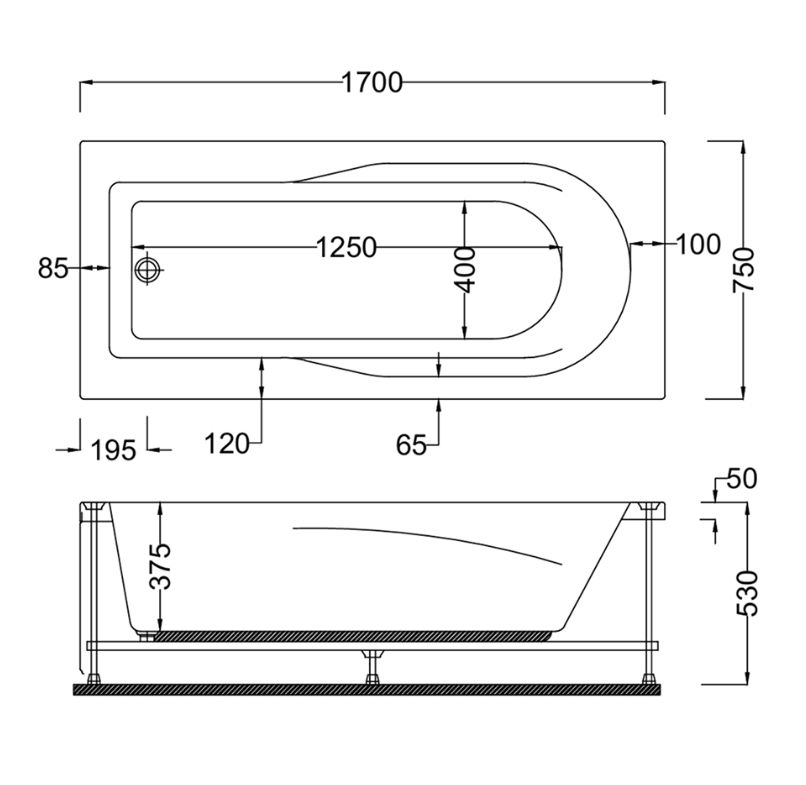 Ванна акрилова AquA PooL Nova 170х75 88A15317075