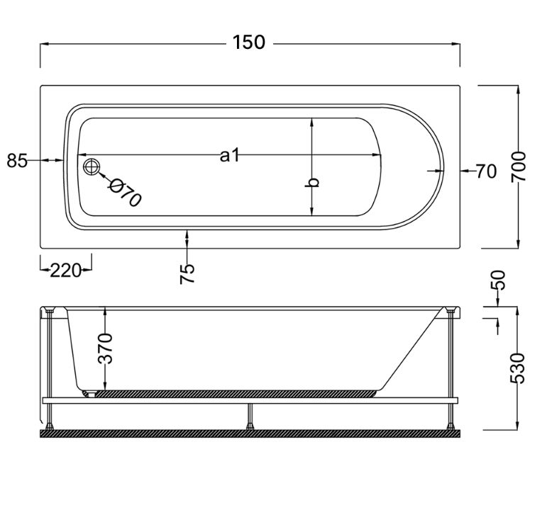 Ванна акрилова AquA PooL Origin 150х70 88A16915070