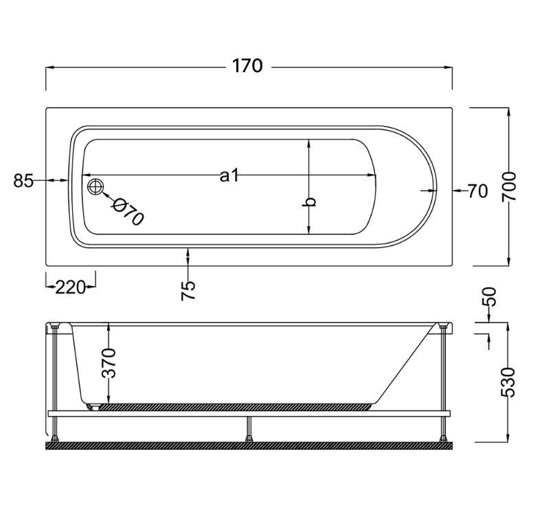 Ванна акрилова AquA PooL Origin 170х70 88A16917070