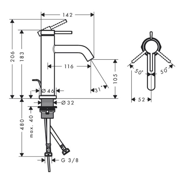 Змішувач для раковини Hansgrohe Tecturis E 110 сатин 73310800
