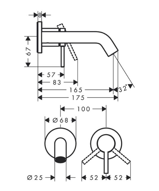 Змішувач для раковини Hansgrohe Tecturis S 165 сатин 73350800