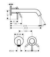 Змішувач для раковини Hansgrohe Tecturis S 225 сатин 73351800