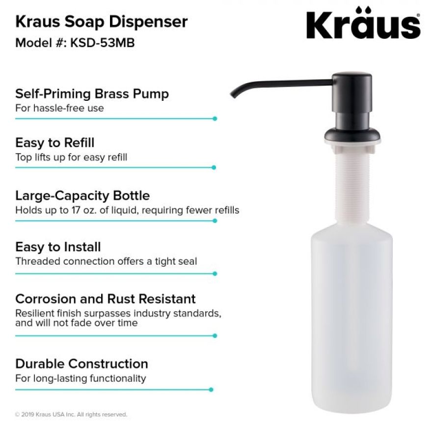Дозатор для кухонної мийки Kraus чорний матовий KSD-53MB