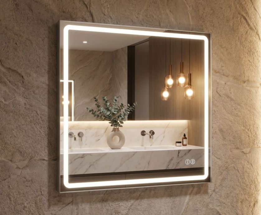 Дзеркало AquA PooL Aqua 80x70 88-Hra80s70-CWDd-mK з профілем матовий алюміній і Led підсвіткою