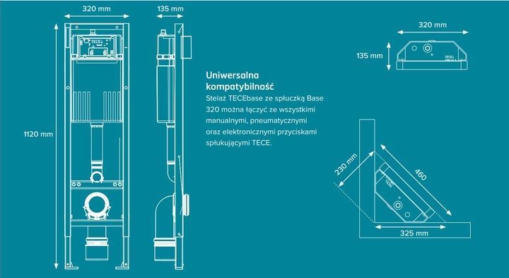 Інсталяція для унітазу вузька/кутова Tece Teceprofil 9300600