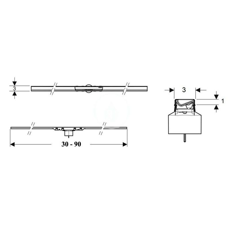 Решітка для трапа Geberit CleanLine50 чорний матовий хром 154.446.QC.1