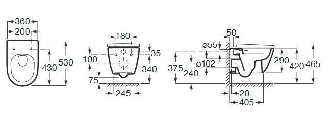 Унитаз подвесной Roca Ona Rimless A34H688000 с сиденьем Soft Close
