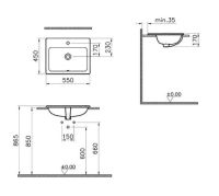 Раковина врізна VitrA S20 55 см 88-5465B003-0001