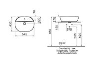 Раковина накладна VitrA Geo Bowl 55 см білий глянцевий 88-7428B003-0001