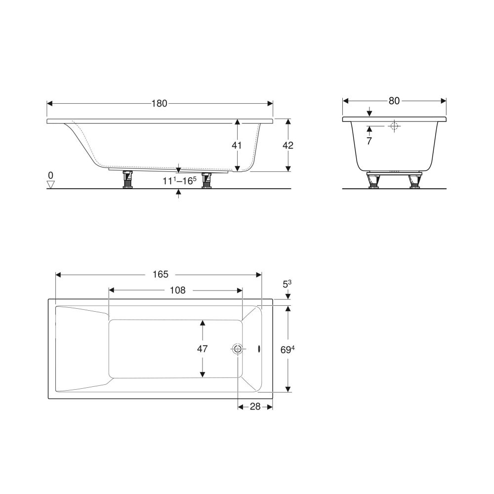 Ванна акрилова Geberit Selnova Square 180х80 554.386.01.1