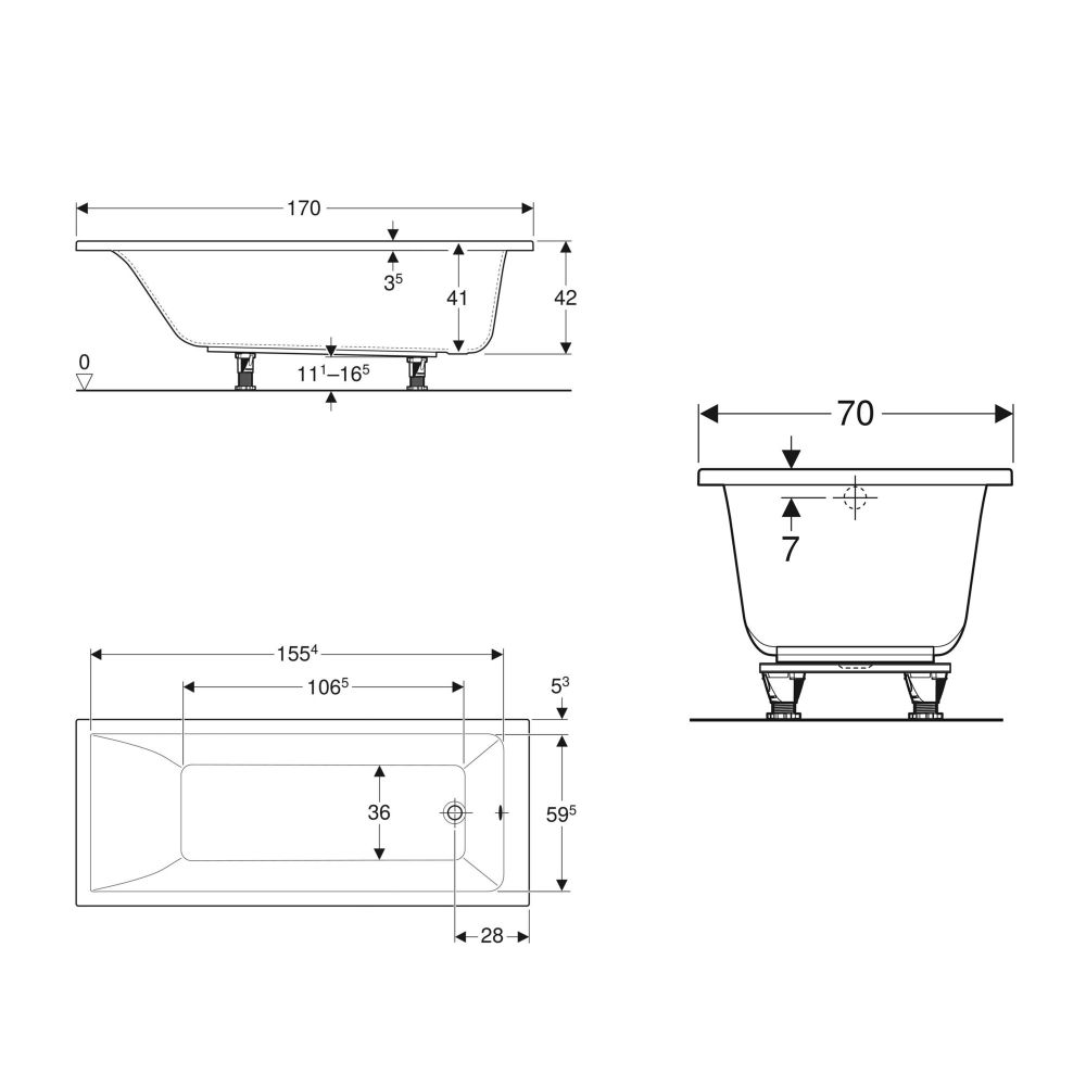 Ванна акрилова Geberit Selnova Square 170x70 554.384.01.1