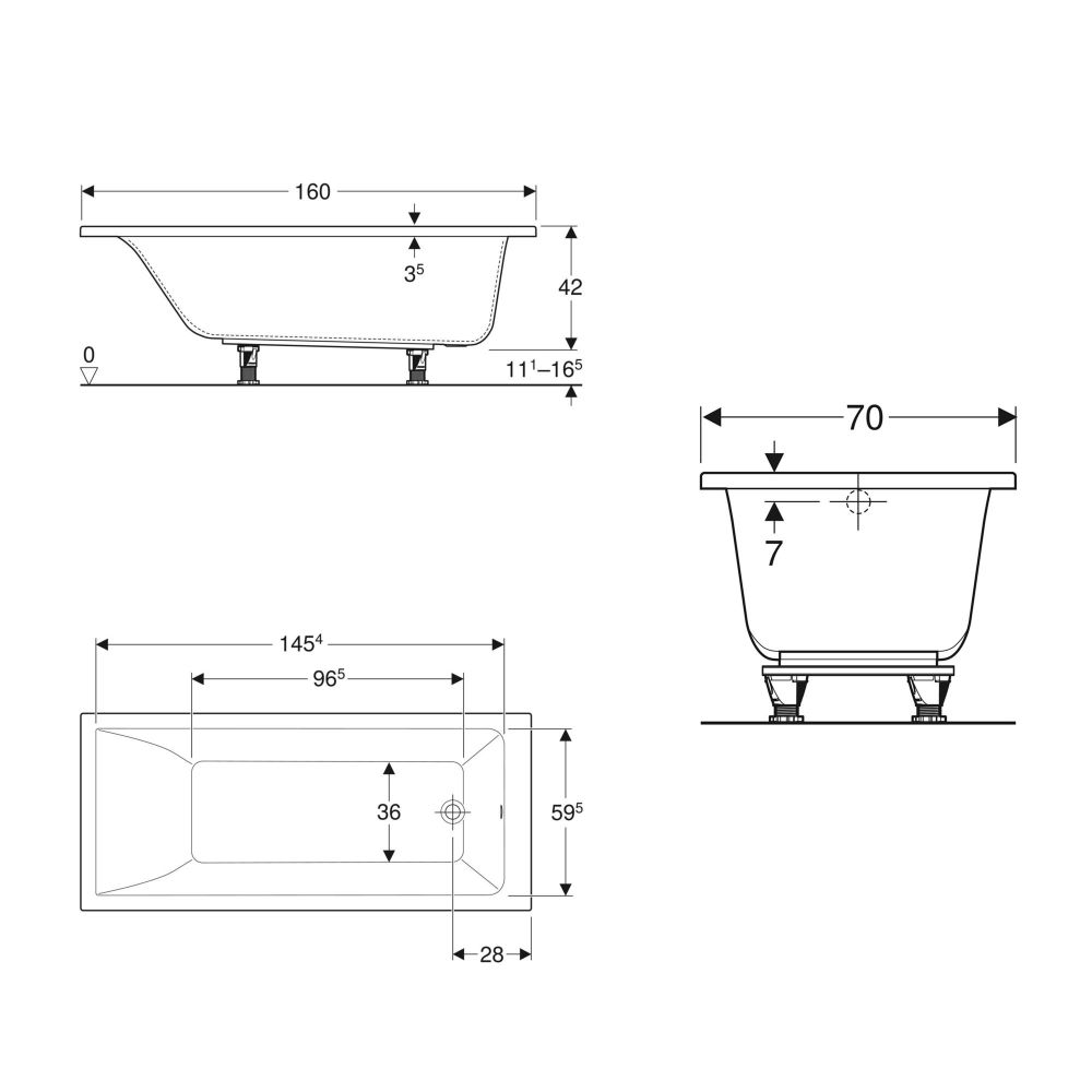 Ванна акрилова Geberit Selnova Square 160x70 554.382.01.1