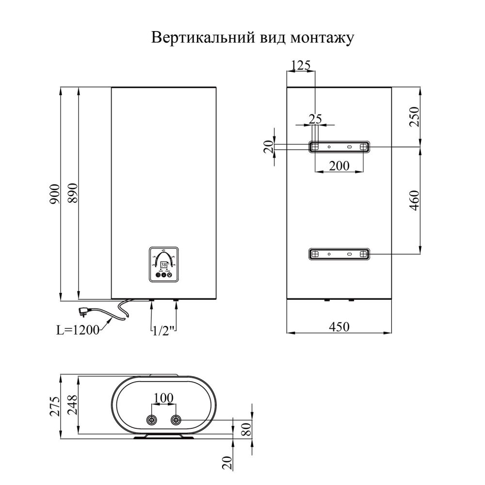 Водонагриватель накопительный Kroner Flacher K50F2-D 50л CV031150