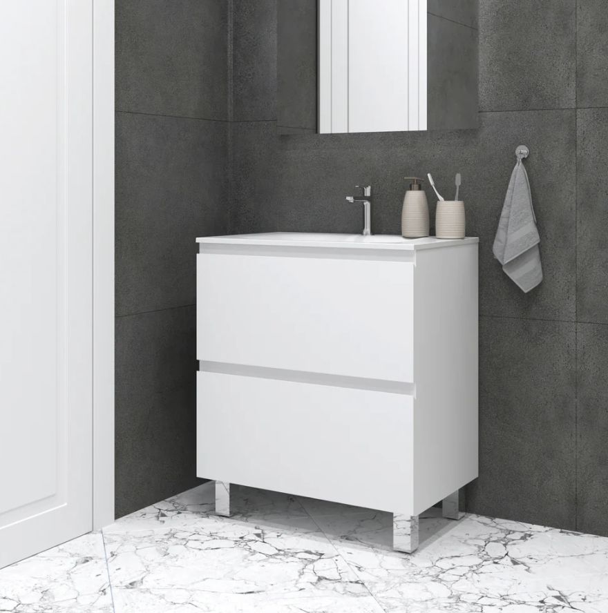 Тумба напольная Koller Pool Edge New 60 см белый глянцевый 2156130110 с умывальником.