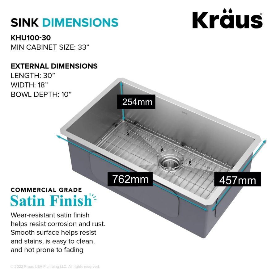 Кухонна мийка Kraus Precision нержавіюча сталь KHU100-30