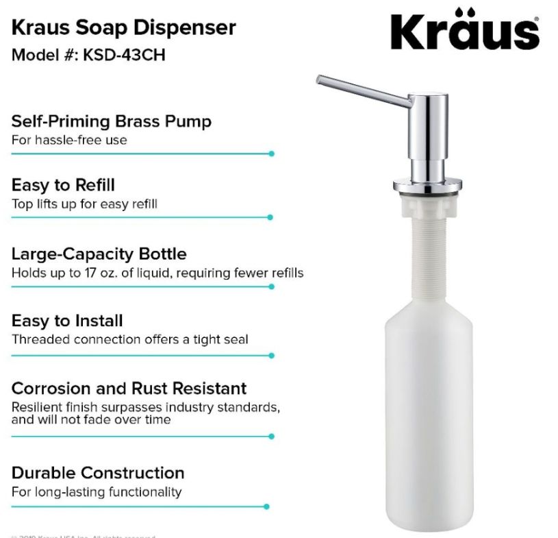 Дозатор для кухонної мийки Kraus золото KSD-43BG