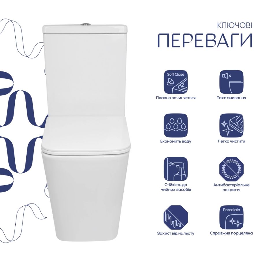 Унітаз підлоговий Qtap Crow Eco Ultra Quiet QTCRO27W51030 з бачком та сидінням Soft Close
