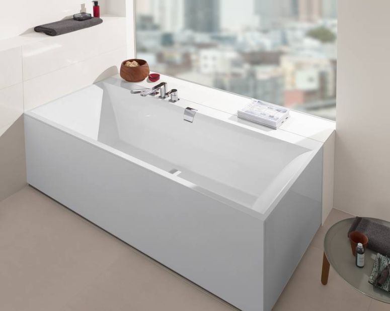 Ванна кварилова Villeroy & Boch Squaro Edge 190x90 з ніжками і сифоном BQ190SQE2DV-01