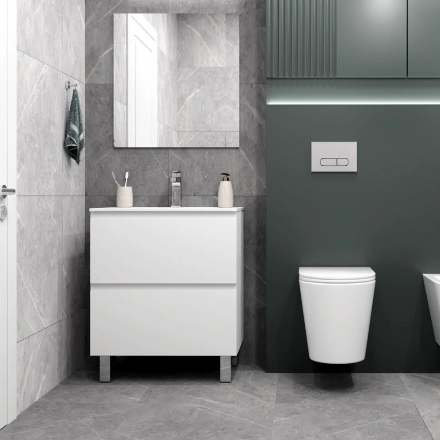 Тумба напольная Koller Pool Edge New 60 см белый глянцевый 2156130110 с умывальником.