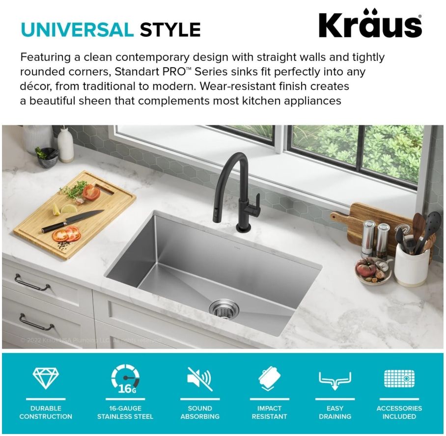 Кухонна мийка Kraus Precision нержавіюча сталь KHU100-30