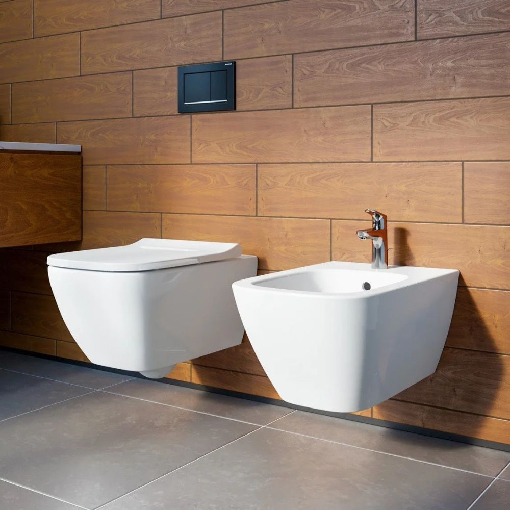 Інсталяція Geberit Duofix 458.103.00.2 з клавішею Delta50 + Унітаз підвісний Geberit Smyle Square 500.683.00.2 з сидінням Soft Close