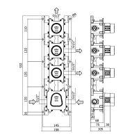 Вбудована частина для термостатичного змішувача на 3 споживача Paffoni Modular Box MDBOX019