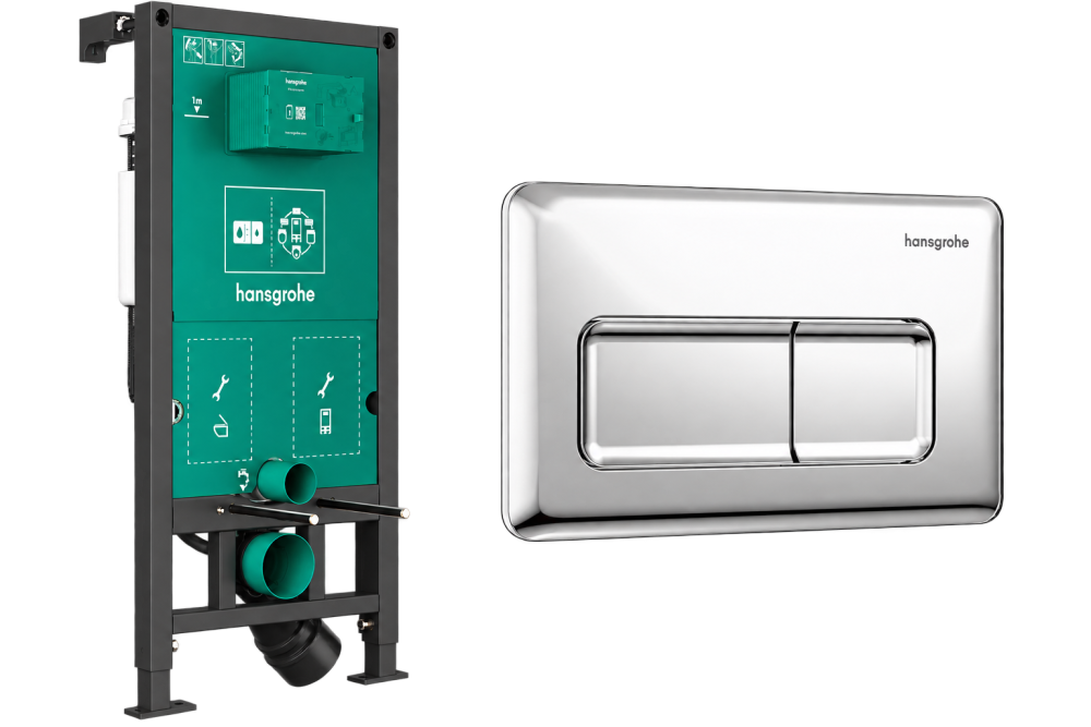 Инсталляция для унитаза Hansgrohe iFrame Universal 99001000 с клавишей Original Q хром