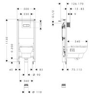 Інсталяція з унітазом та клавішею змиву Hansgrohe iFrame Universal 60301450