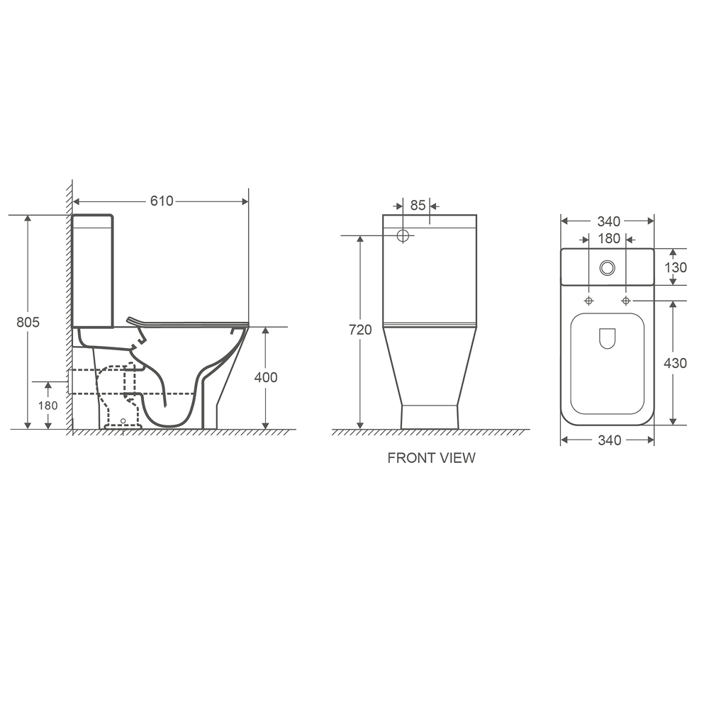 Унітаз підлоговий AquA PooL Ibiza Square Vortex Ultra Clean 88FBS610T03 із бачком та сидінням Soft Close