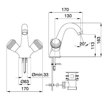 Змішувач для раковини Bugnatese Axo хром-золото AXOCRDO634