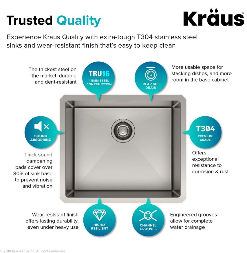 Кухонна мийка Kraus Standart PRO з нержавіючої сталі KHU101-21