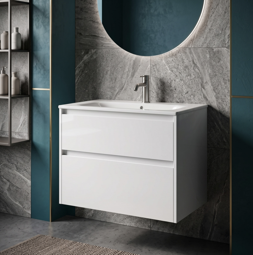 Тумба підвісна Geberit Selnova Square 80 см білий глянцевий 504.139.01.1 з умивальником