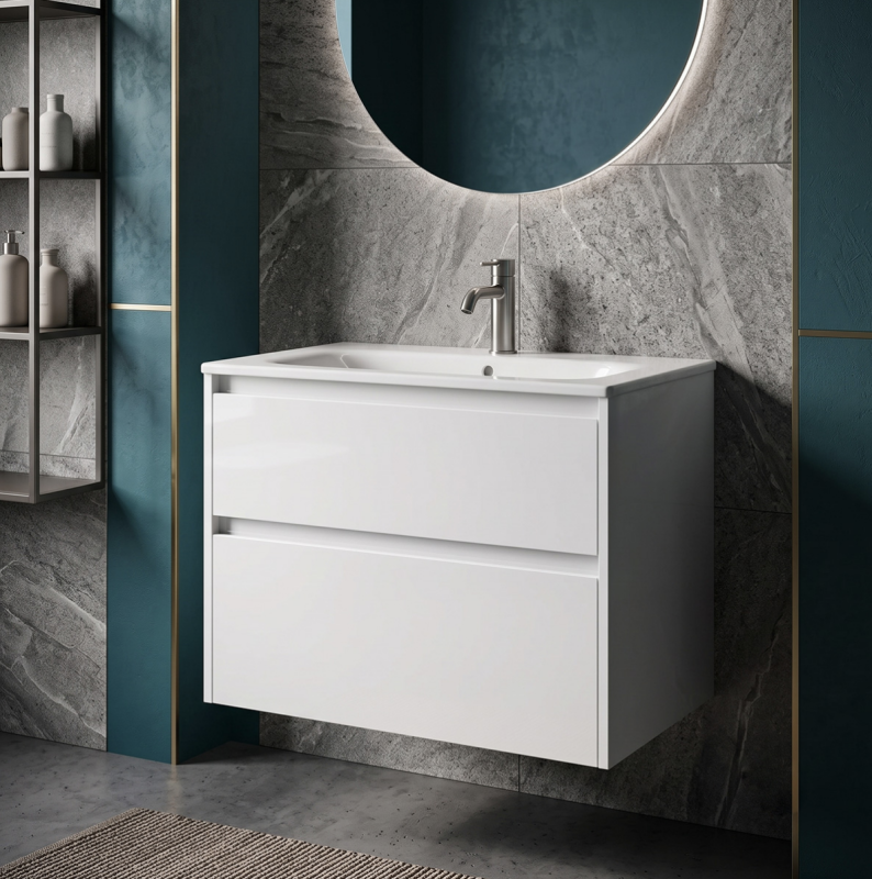 Тумба підвісна Geberit Selnova Square 80 см білий глянцевий 504.139.01.1 з умивальником