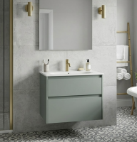 Тумба підвісна Geberit Selnova Square 80 см зелений матовий/білий 504.139.IK.1 з умивальником
