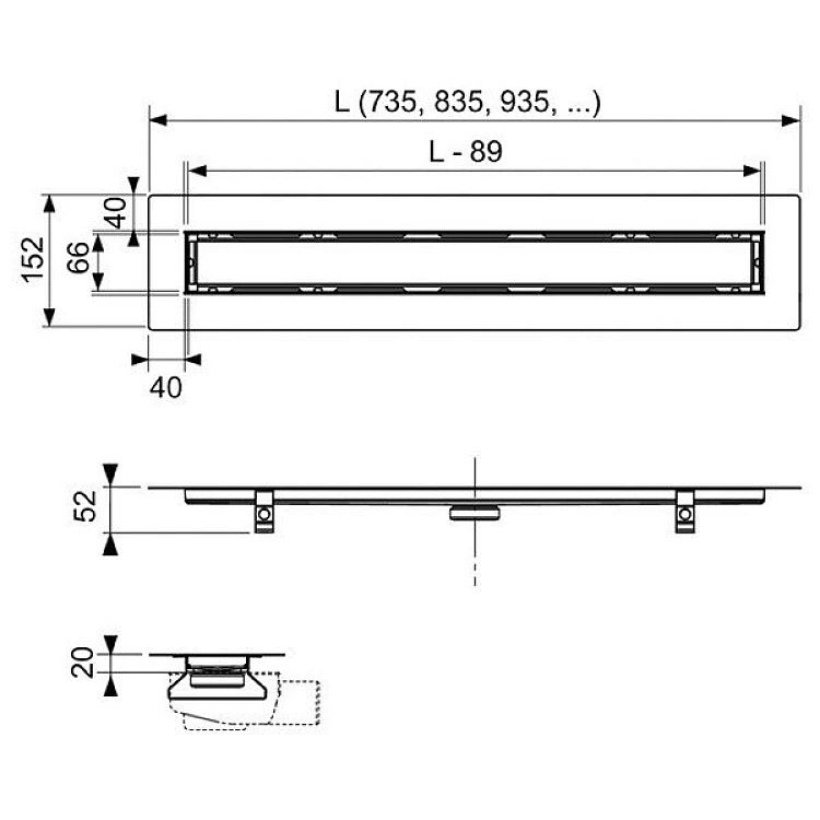 Душовий канал TECE Drainline 650800 з решіткою під плитку