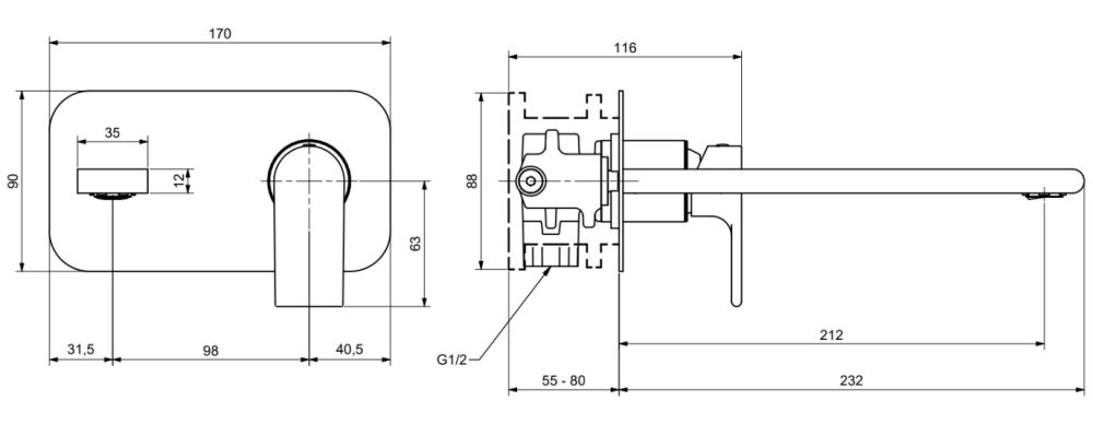 Змішувач для раковини Bugnatese Simple PVD мідь SIMPR6647