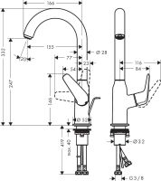 Змішувач для раковини Hansgrohe Novus хром 71126000