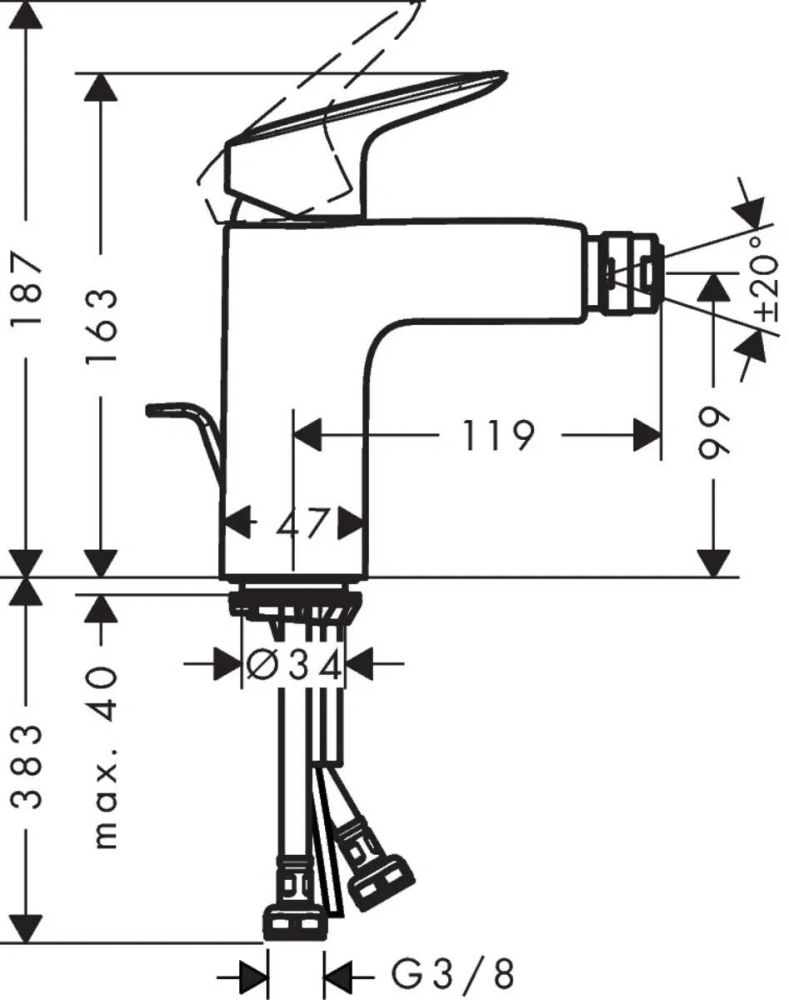 Змішувач для біде Hansgrohe Logis чорний матовий 71200670