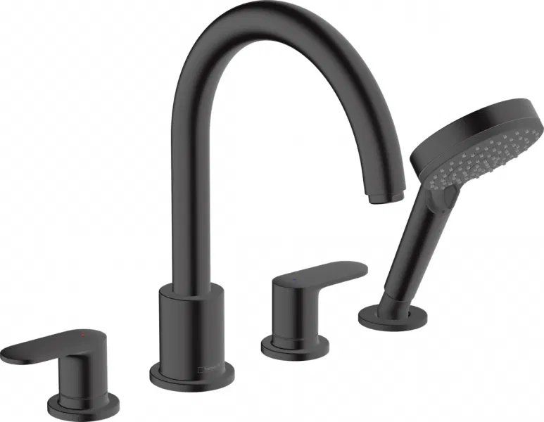 Змішувач на борт ванни Hansgrohe Vernis Blend чорний матовий 71456670 з душовим гарнітуром